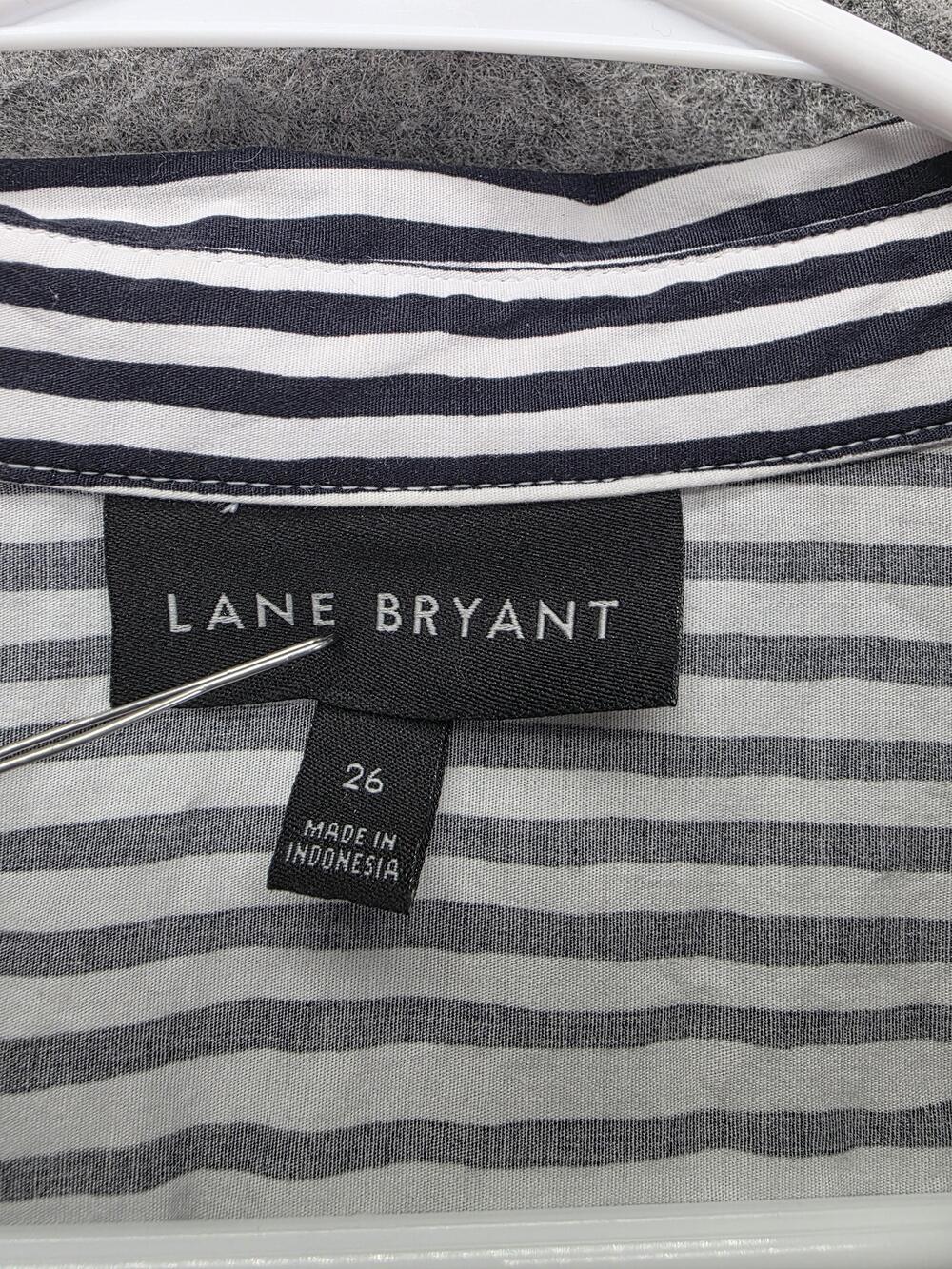 Lane Bryant Shirt Dress Womens 26 Plus Black White Striped Collared Long Sleeve - Picture 2 of 7